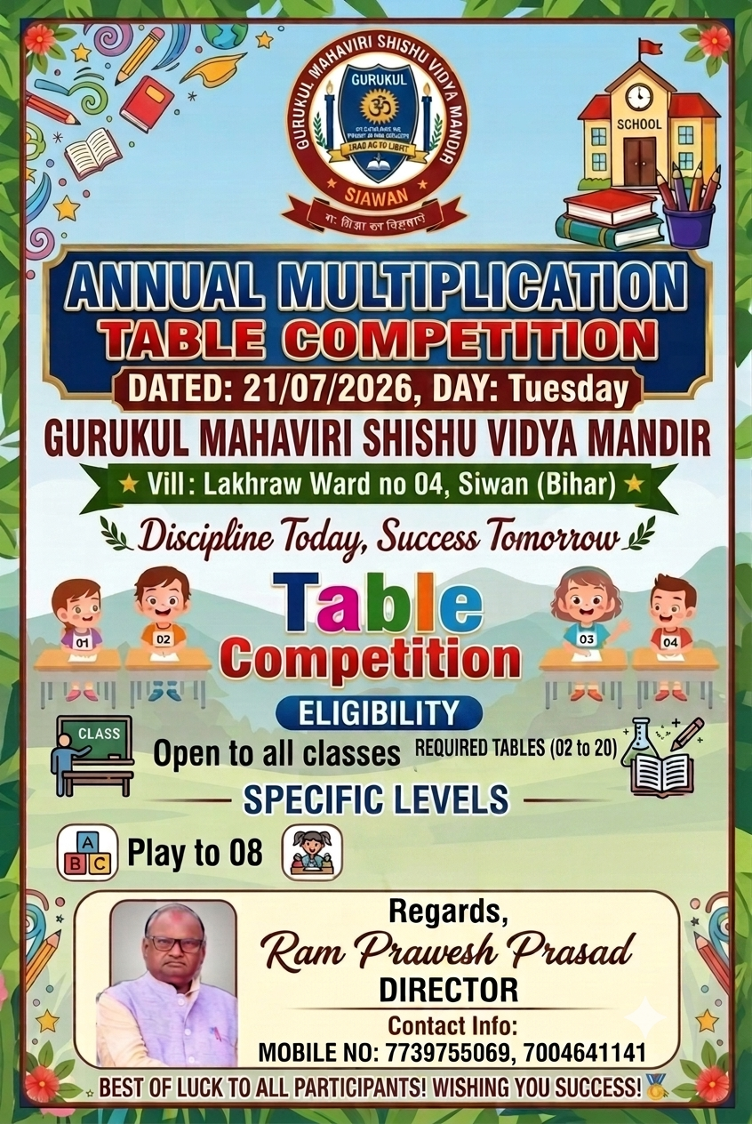 Annual Multiplication Table Competition